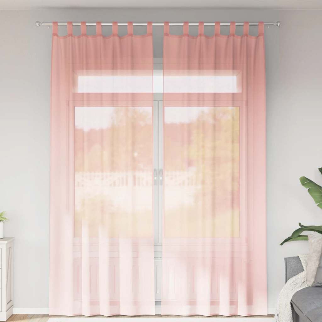 Voile kardinad varrastega taskutega 2 tk Roosa