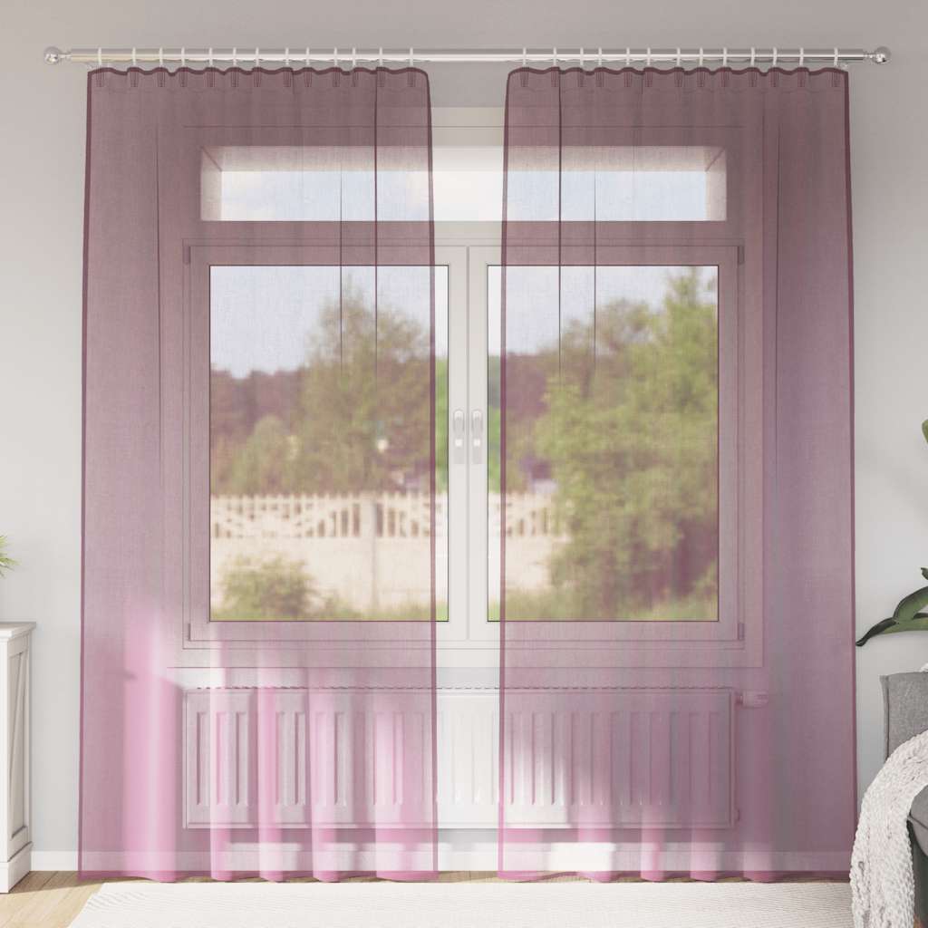 Voile kardinad varrastaskutega 2 tk lillad