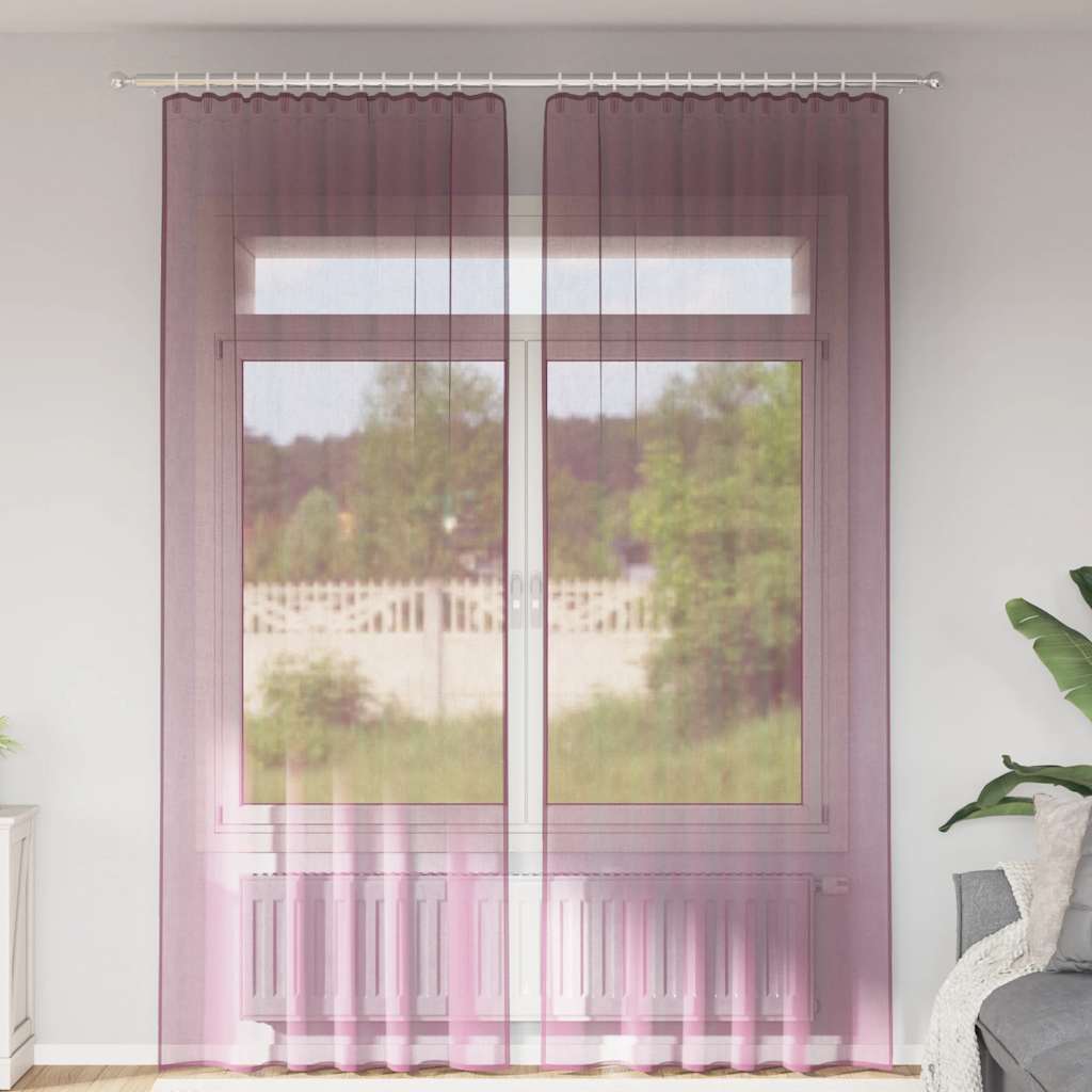 Voile kardinad varrastaskutega 2 tk lillad