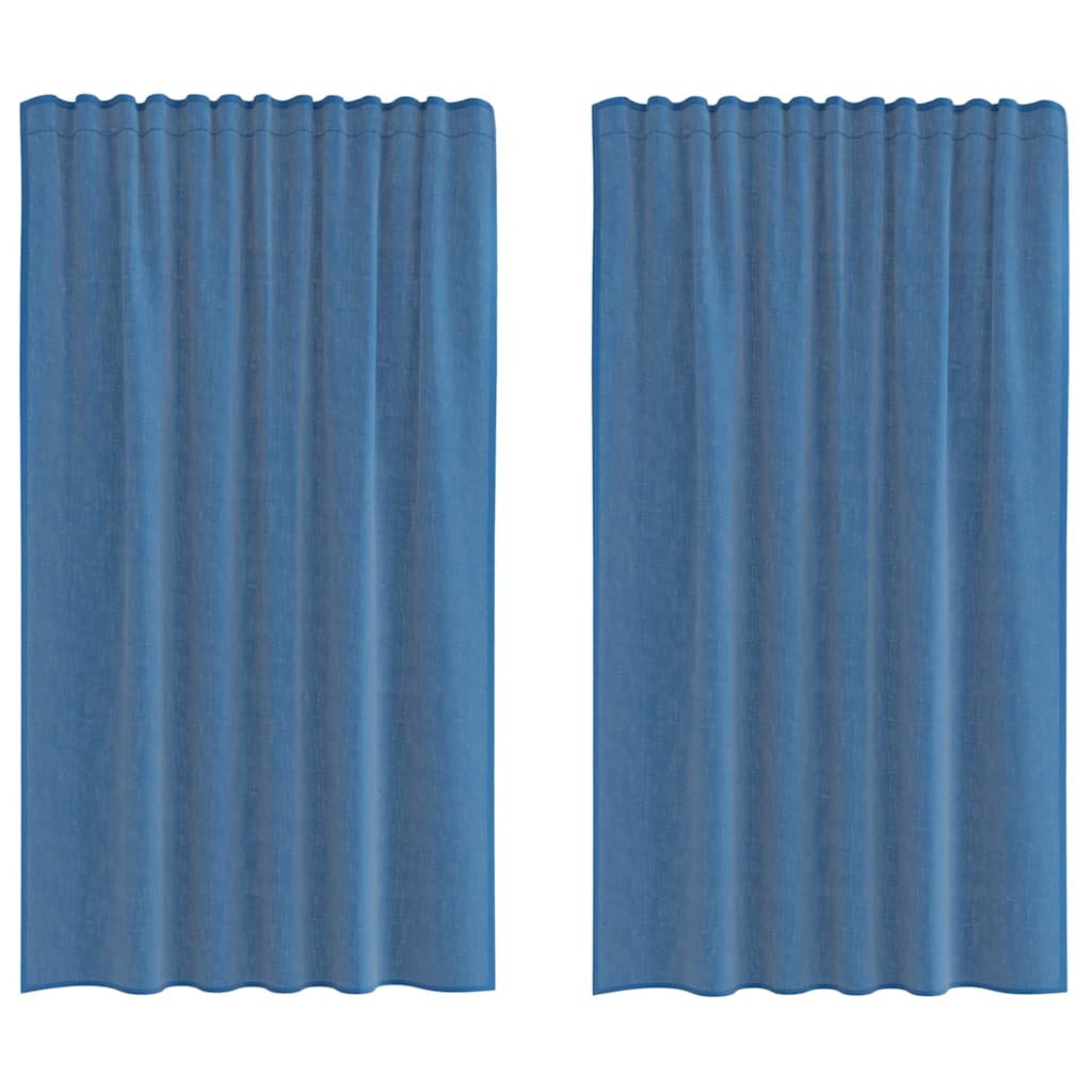 Voile kardinad varrastega taskutega 2 tk, kuninglikult sinised