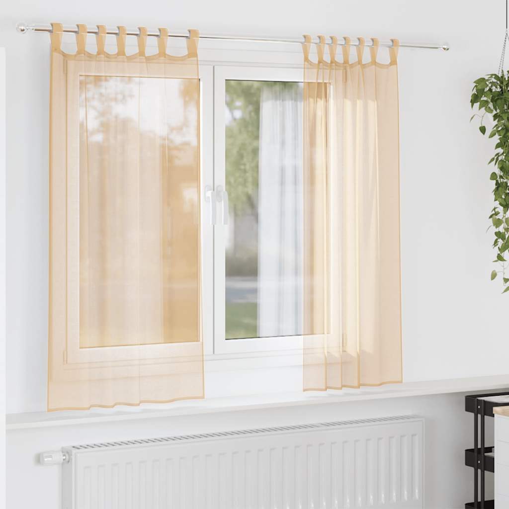 Voile kardinad varrastega taskutega 2 tk Liiv
