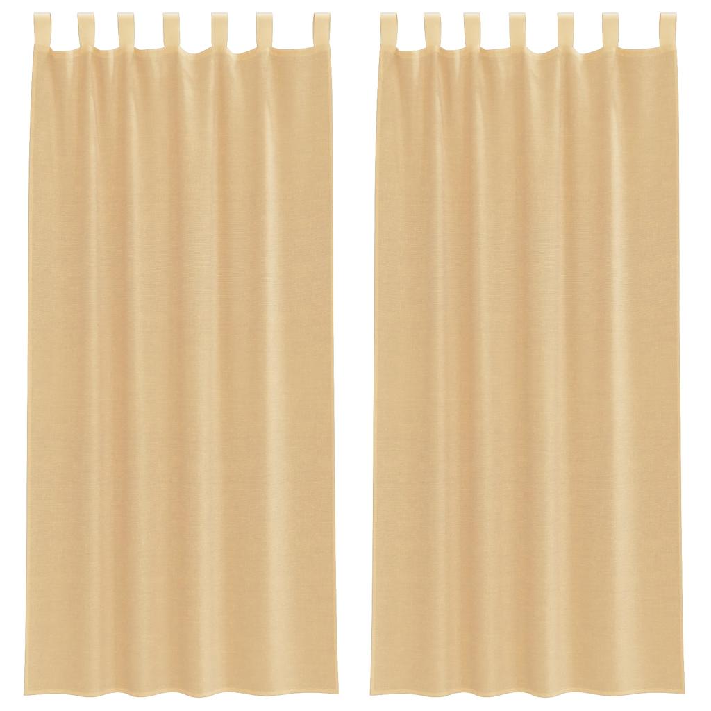 Voile kardinad varrastega taskutega 2 tk Liiv