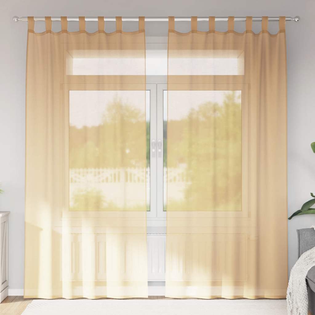 Voile kardinad varrastega taskutega 2 tk Liiv