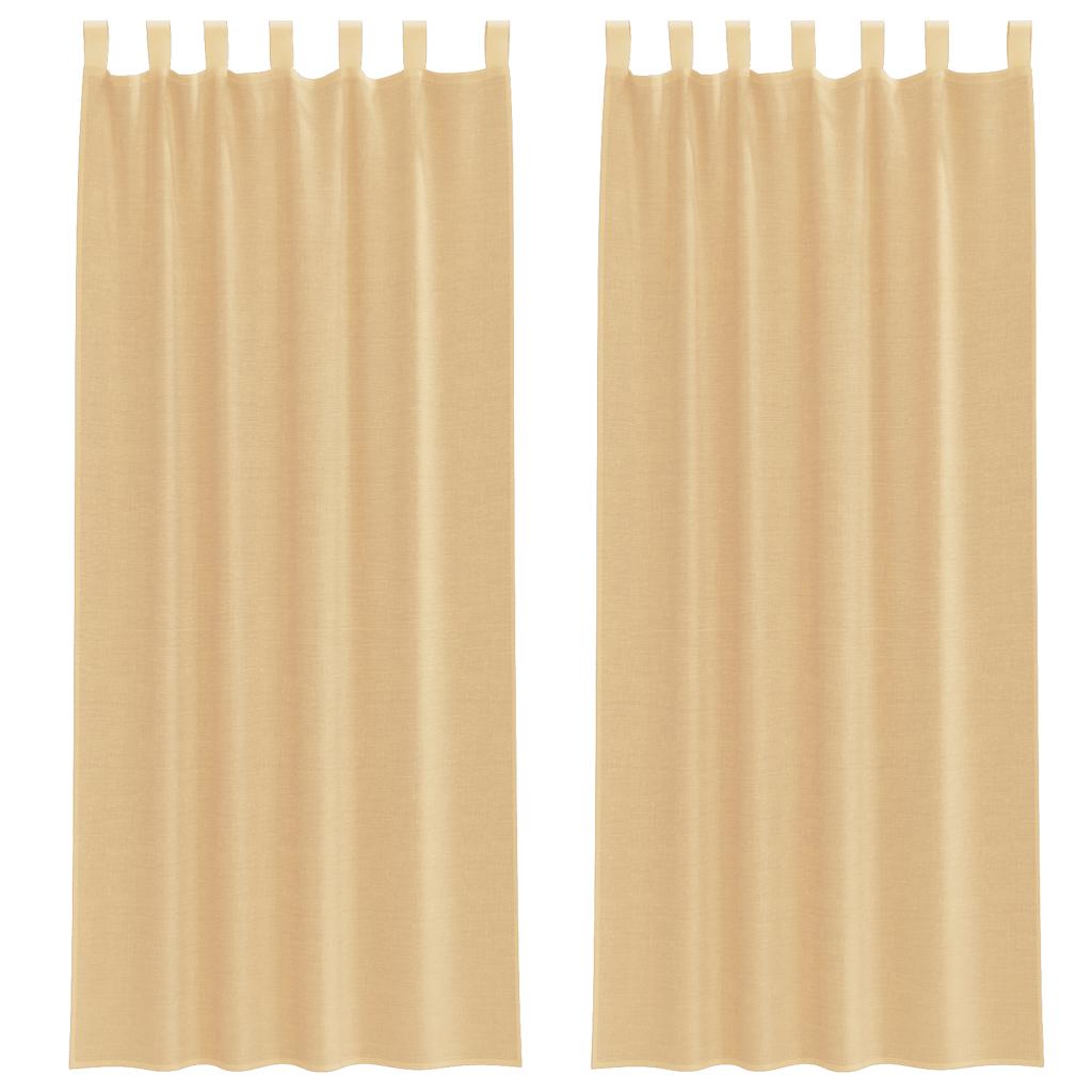 Voile kardinad varrastega taskutega 2 tk Liiv