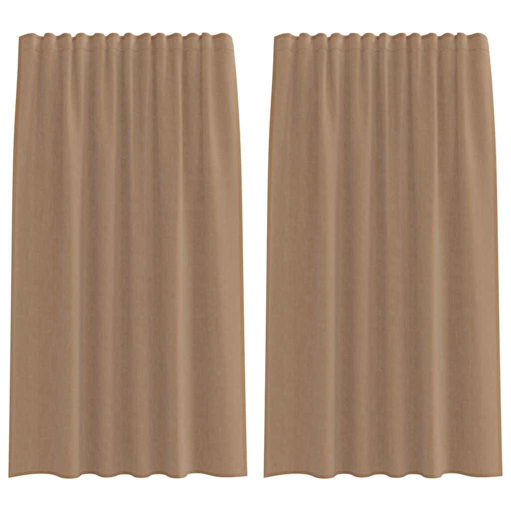 Voile kardinad varrastaskutega 2 tk, helepruunid