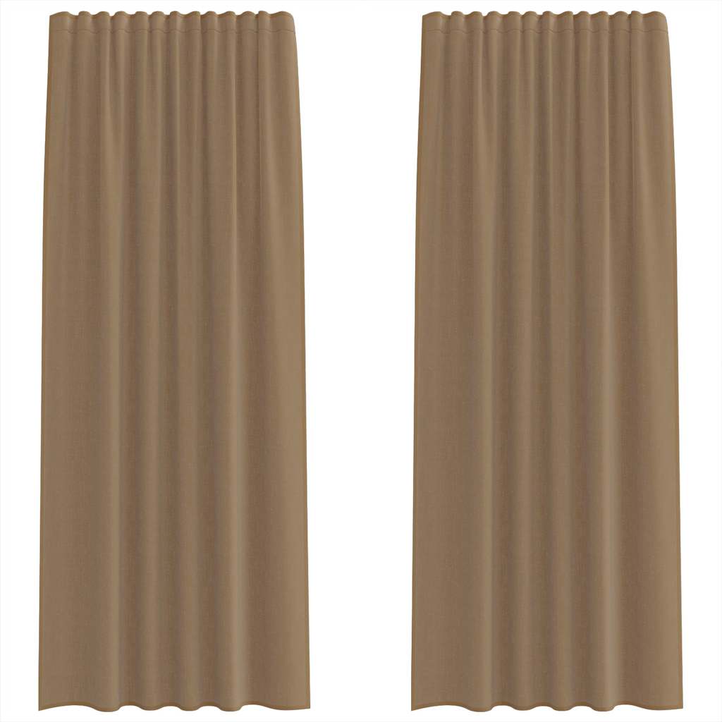 Voile kardinad varrastaskutega 2 tk, helepruunid