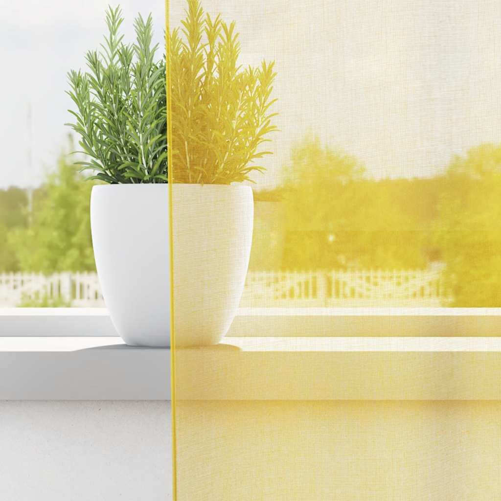 Voile kardinad varrastaskutega 2 tk, kollased