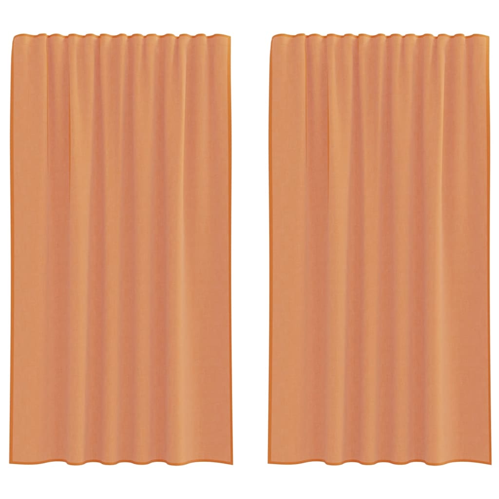 Voile kardinad varrastega taskutega, 2 tk, terrakota