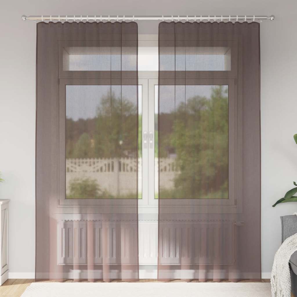 Voile Kardinad Tab Topiga 2 tk Pruun