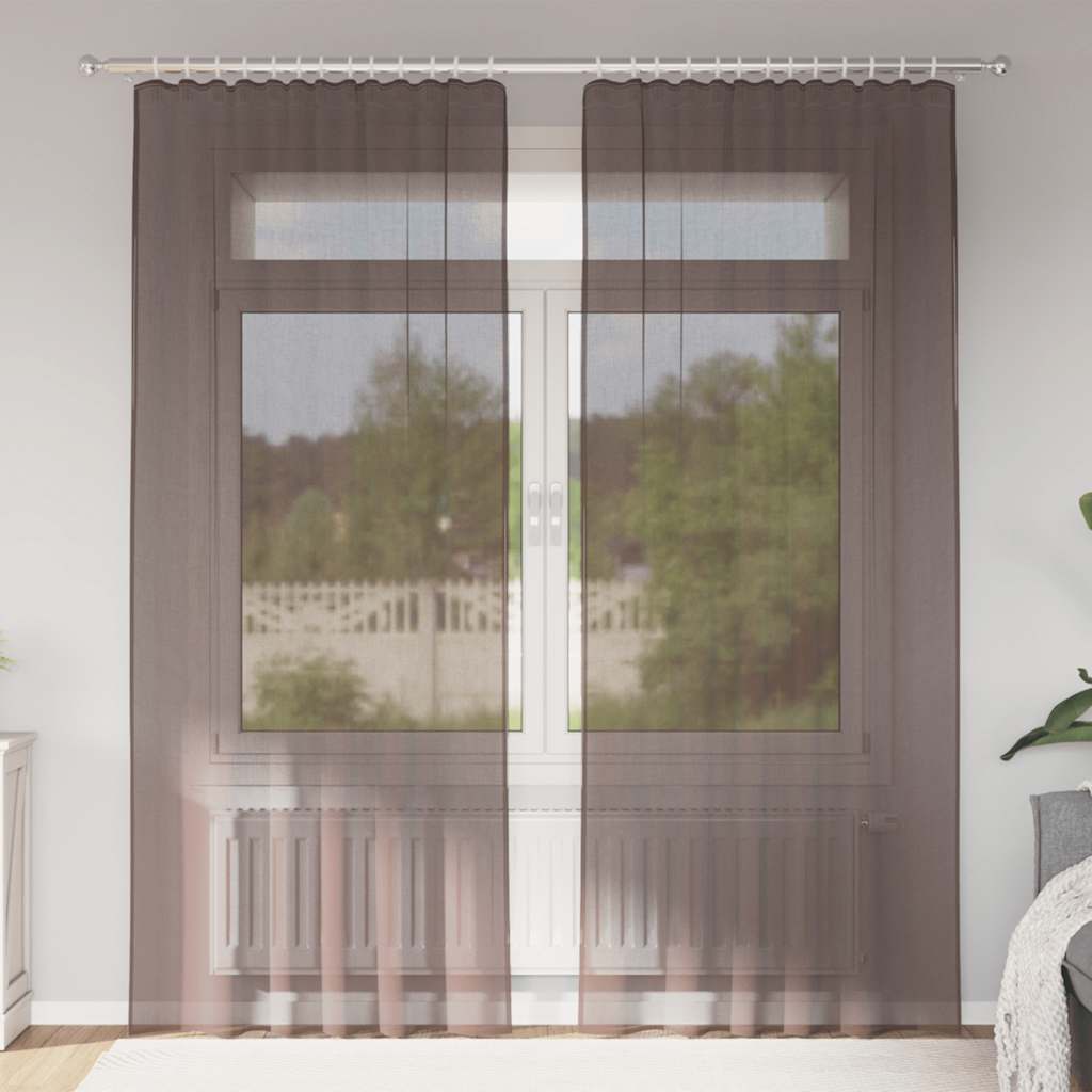 Voile Kardinad Tab Topiga 2 tk Pruun