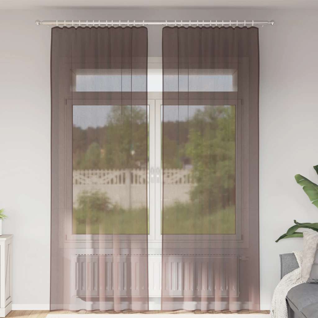 Voile Kardinad Tab Topiga 2 tk Pruun