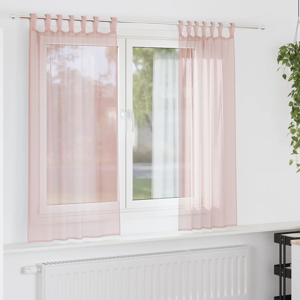 Aasadega voilee kardinad 2 tk, helepunased, 140 x 175 cm