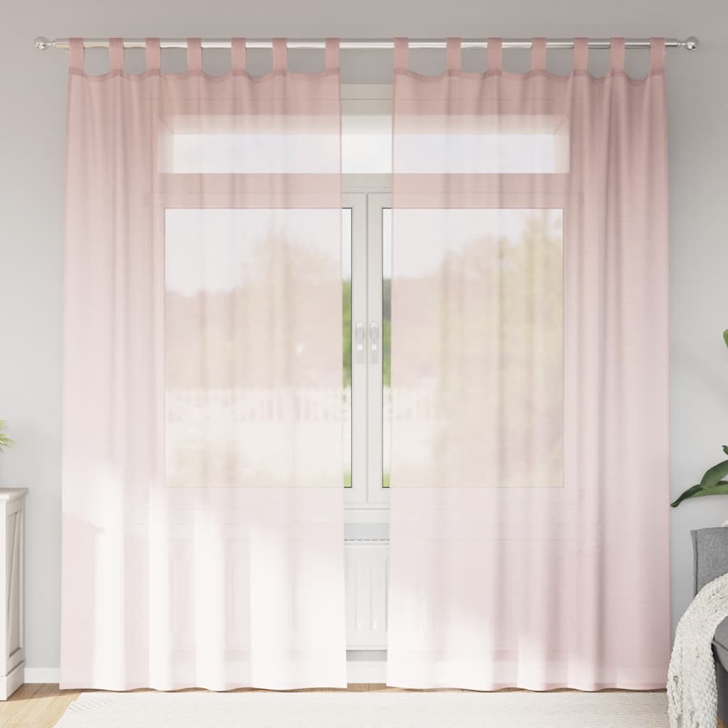 Aasadega voilee kardinad 2 tk, helepunased, 140 x 225 cm