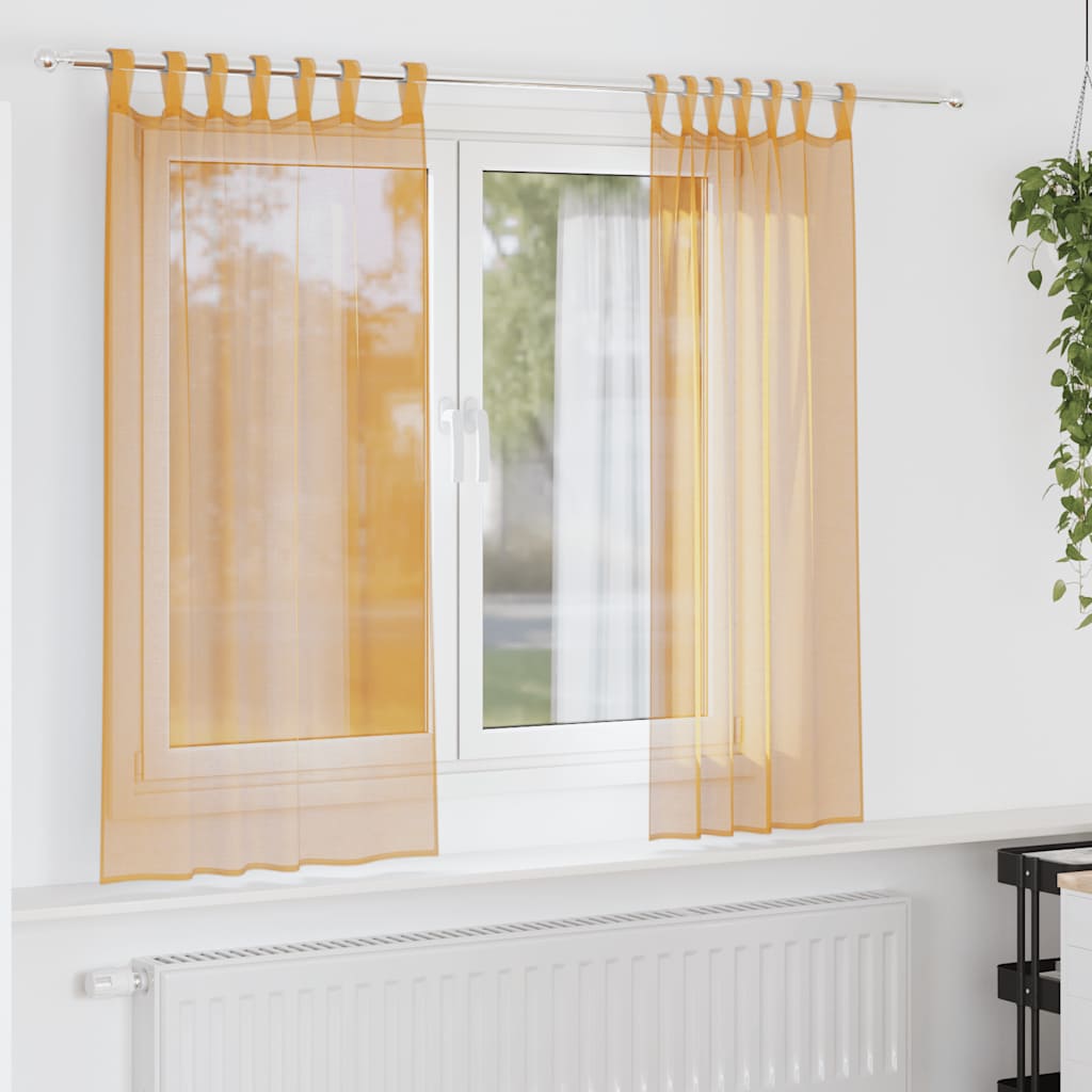Aasadega voilee kardinad 2 tk, oranžid, 140 x 175 cm