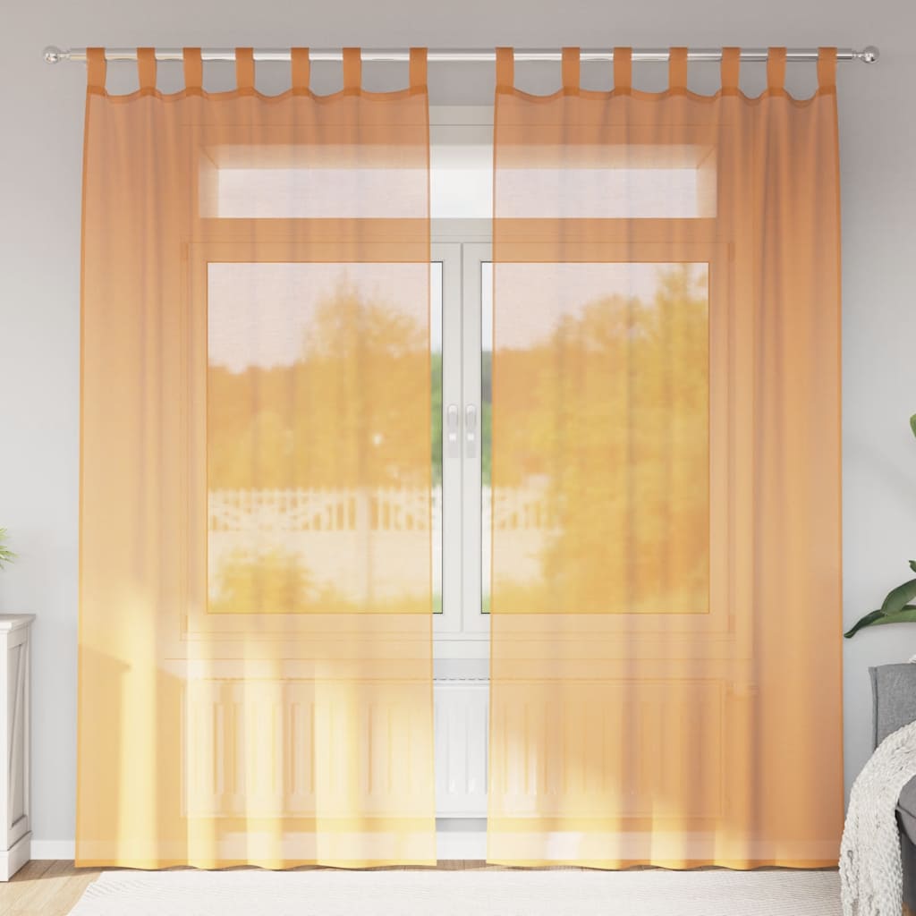 Aasadega voilee kardinad 2 tk, oranžid, 140 x 225 cm