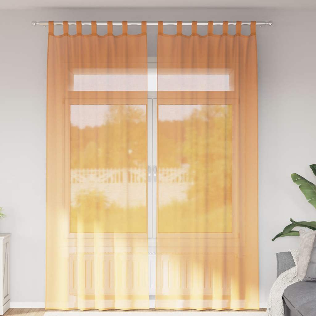 Aasadega Voile kardinad 2 tk Oranž 140x260 cm