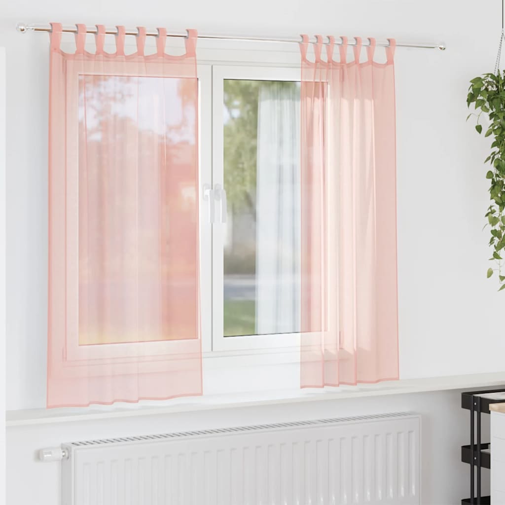 Aasadega voilee kardinad 2 tk, roosad, 140 x 140 cm