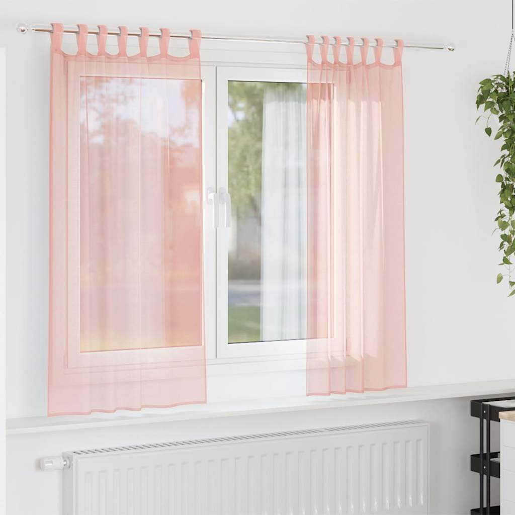 Aasadega voilee kardinad 2 tk, roosad, 140 x 175 cm