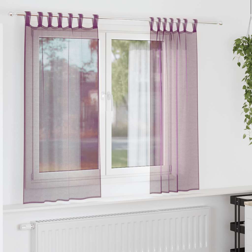 Aasadega voilee kardinad 2 tk, lillad, 140 x 175 cm