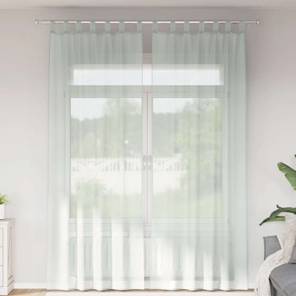 Aasadega Voile kardinad 2 tk Helehall 140x260 cm