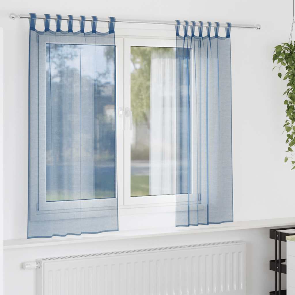 Aasadega voilee kardinad 2 tk, kuninglikult sinised, 140 x 140 cm