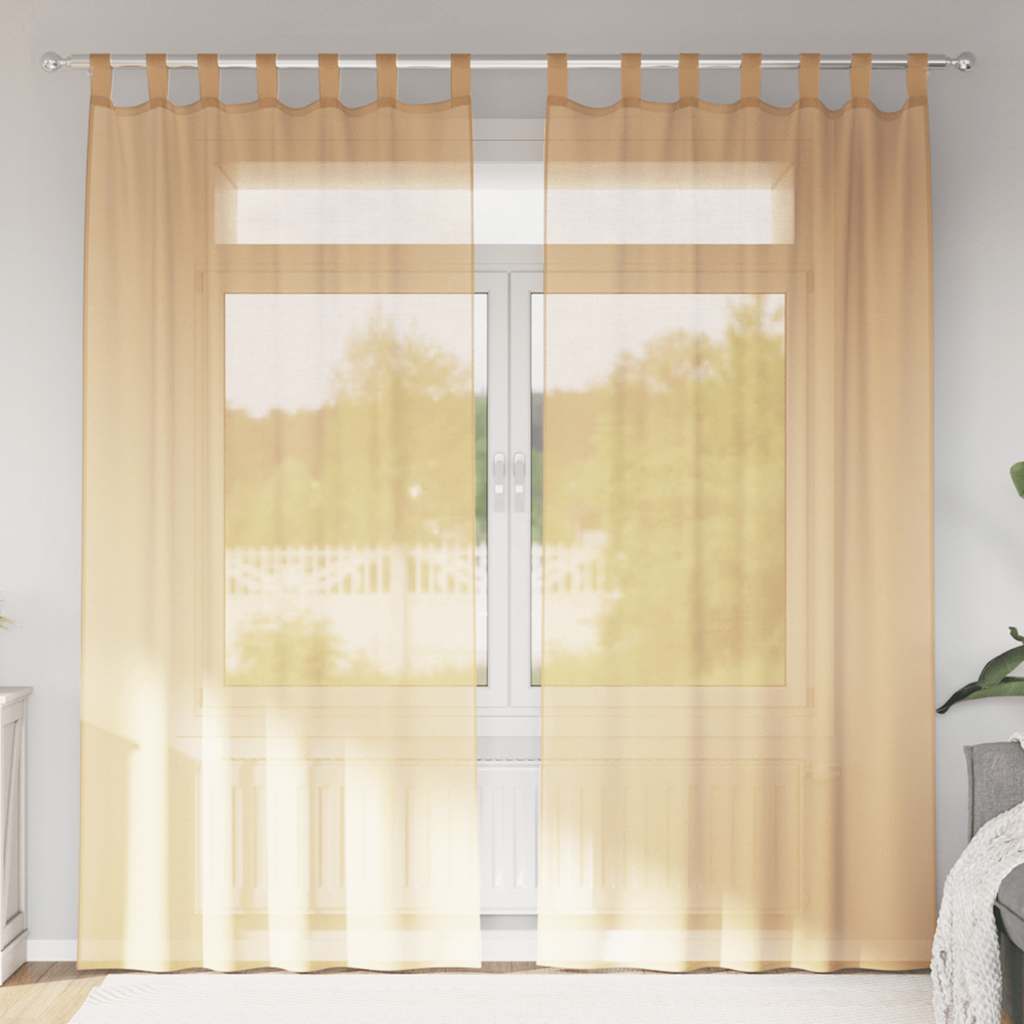 Aasadega Voile kardinad 2 tk Liiv 140x225 cm