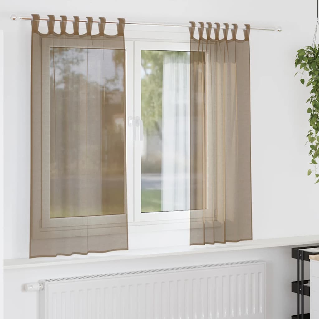 Aasadega voilee kardinad 2 tk, helepruunid, 140 x 140 cm