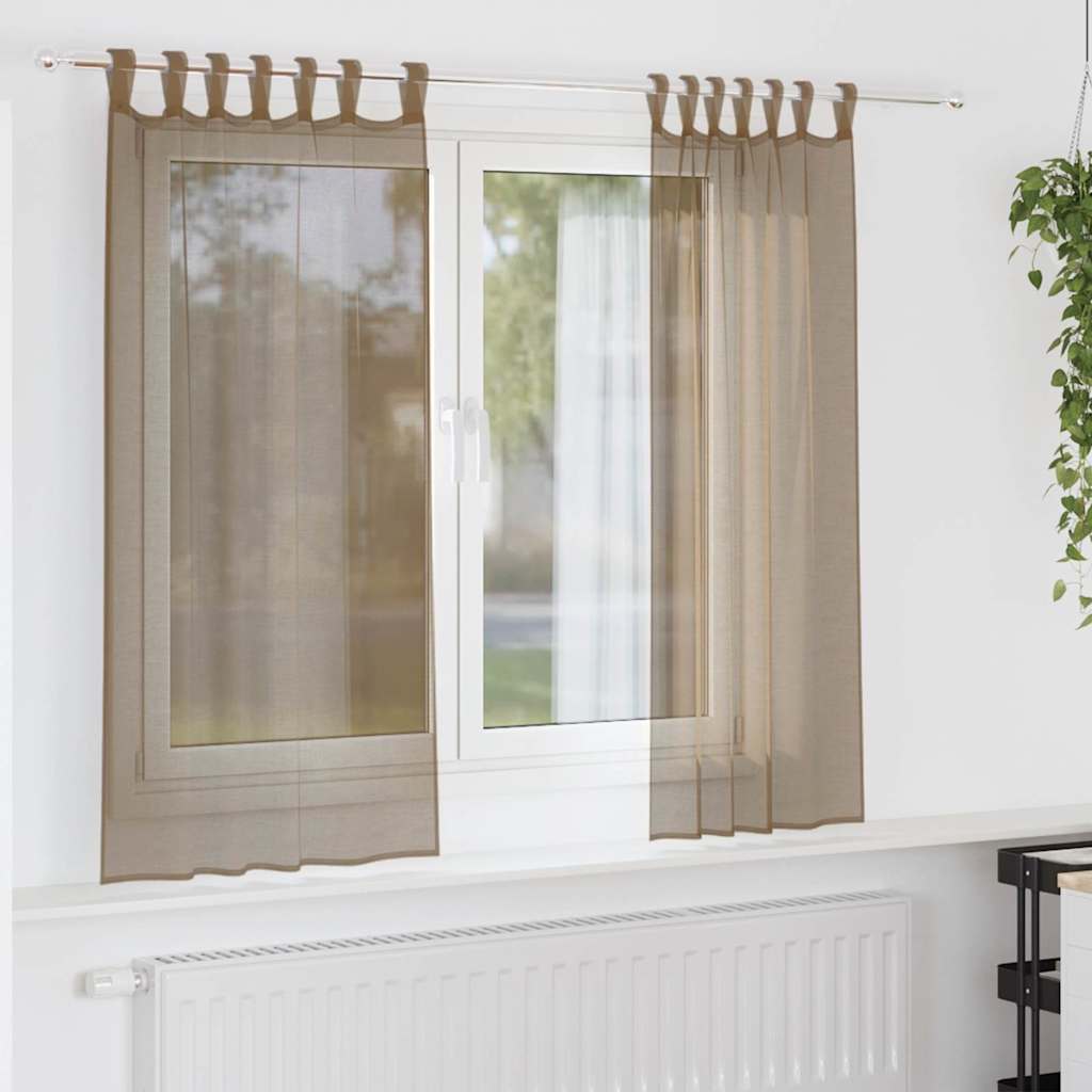 Aasadega voilee kardinad 2 tk, helepruunid, 140 x 175 cm