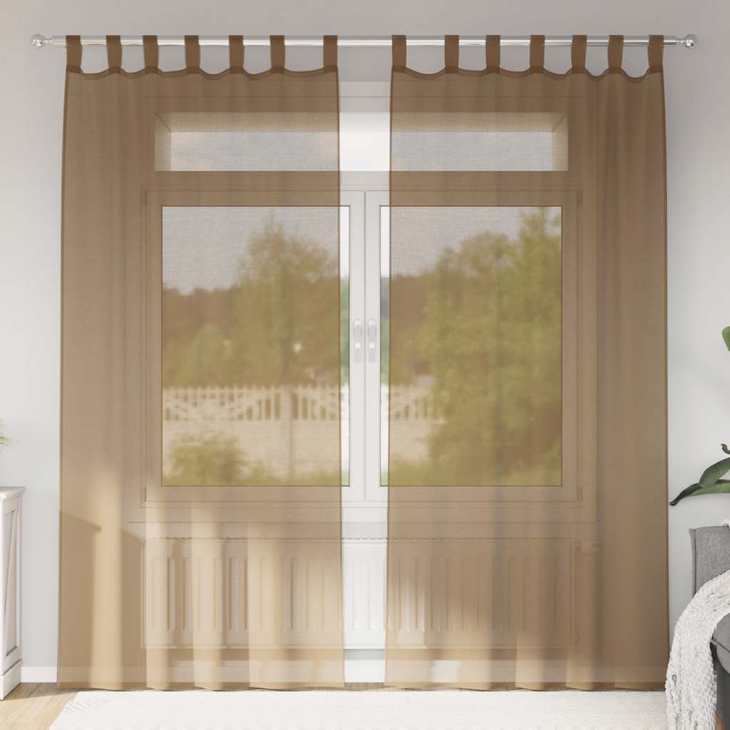 Aasadega voilee kardinad 2 tk, helepruunid, 140 x 225 cm