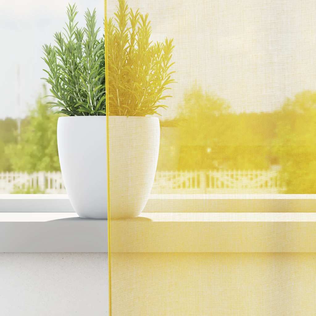 Aasadega voilee kardinad 2 tk, kollane, 140 x 175 cm