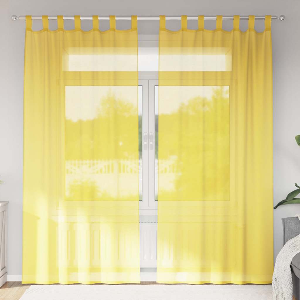 Aasadega voilee kardinad 2 tk, kollane, 140 x 225 cm