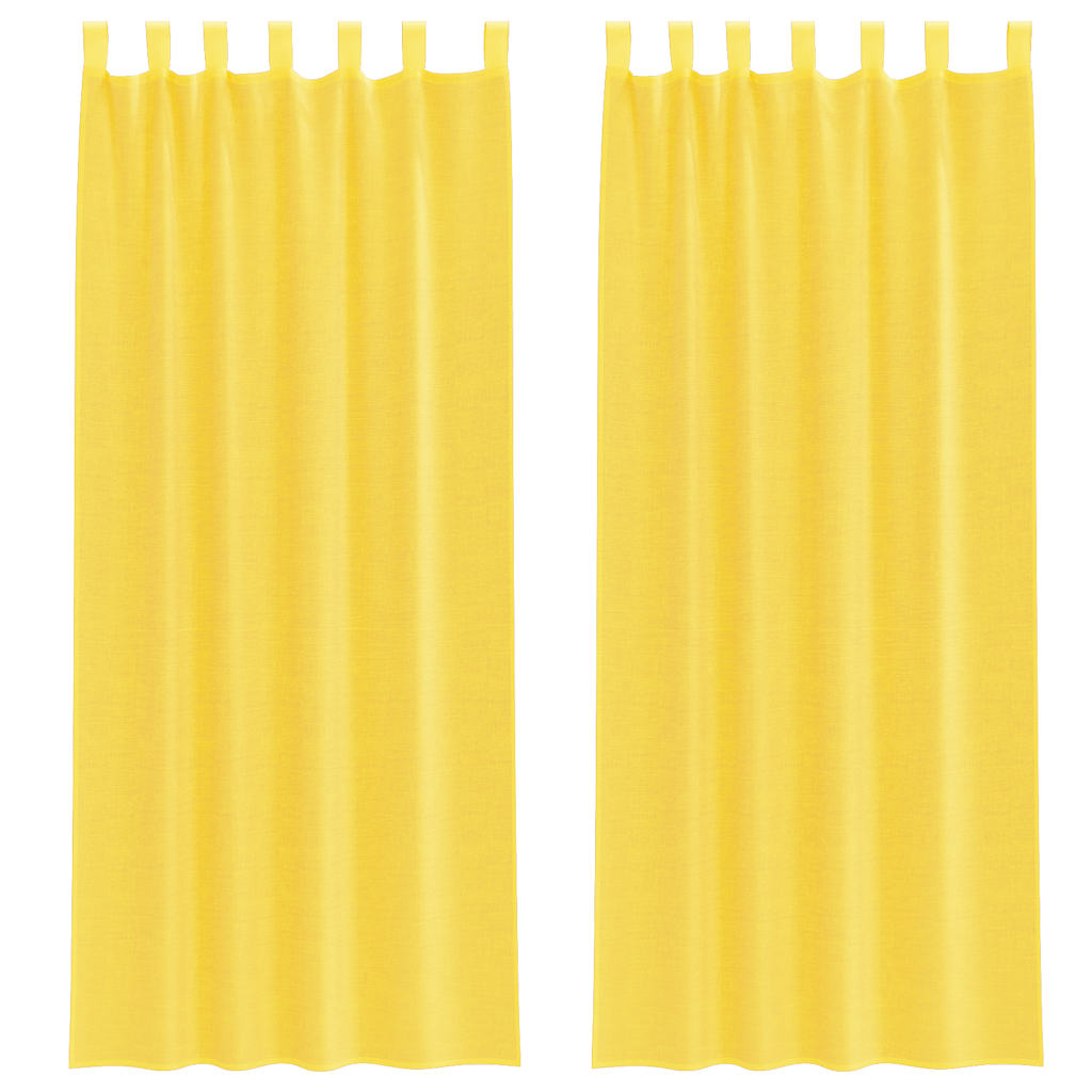 Aasadega voilee kardinad 2 tk, kollane, 140 x 260 cm