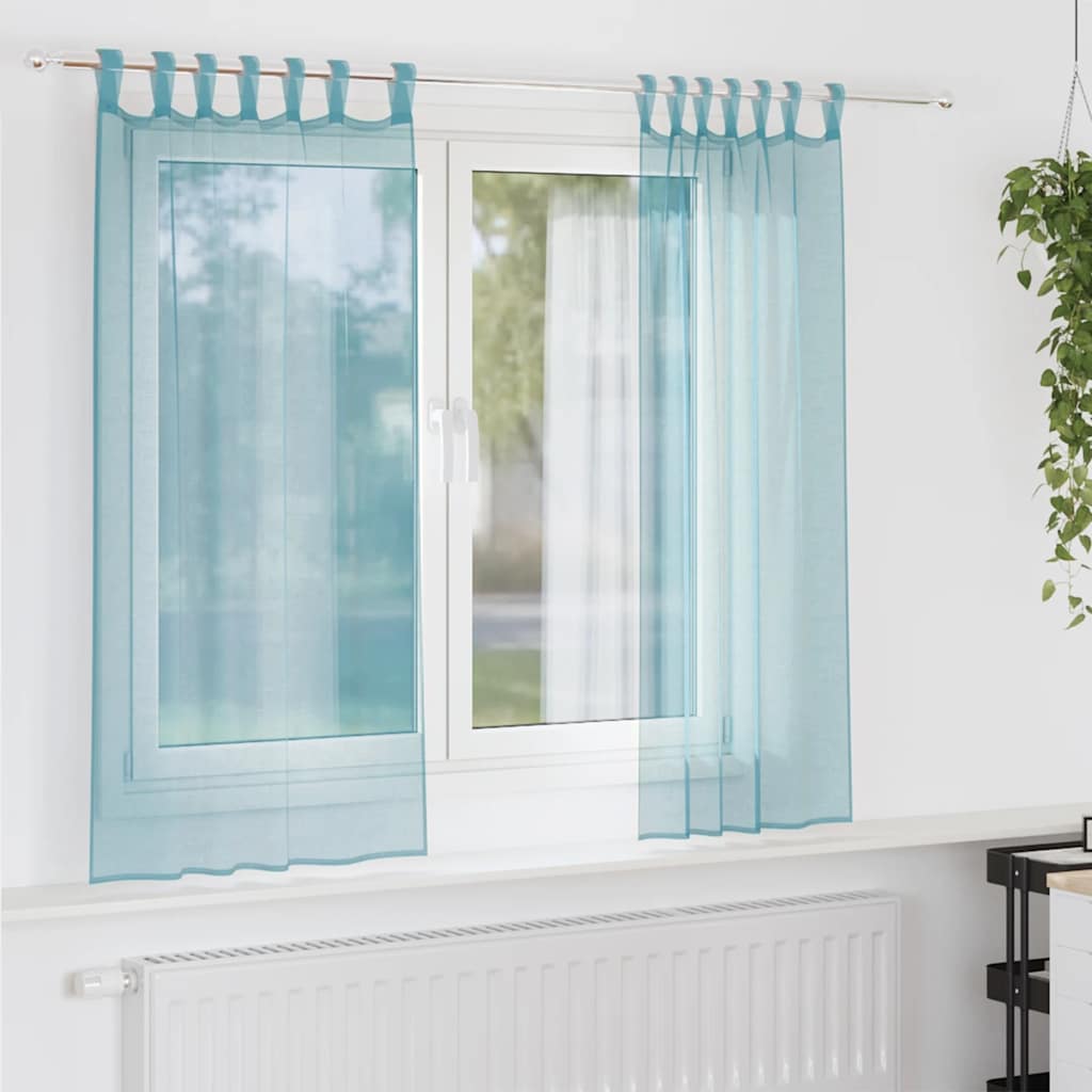 Aasadega voilee kardinad 2 tk türkiissinised 140 x 140 cm