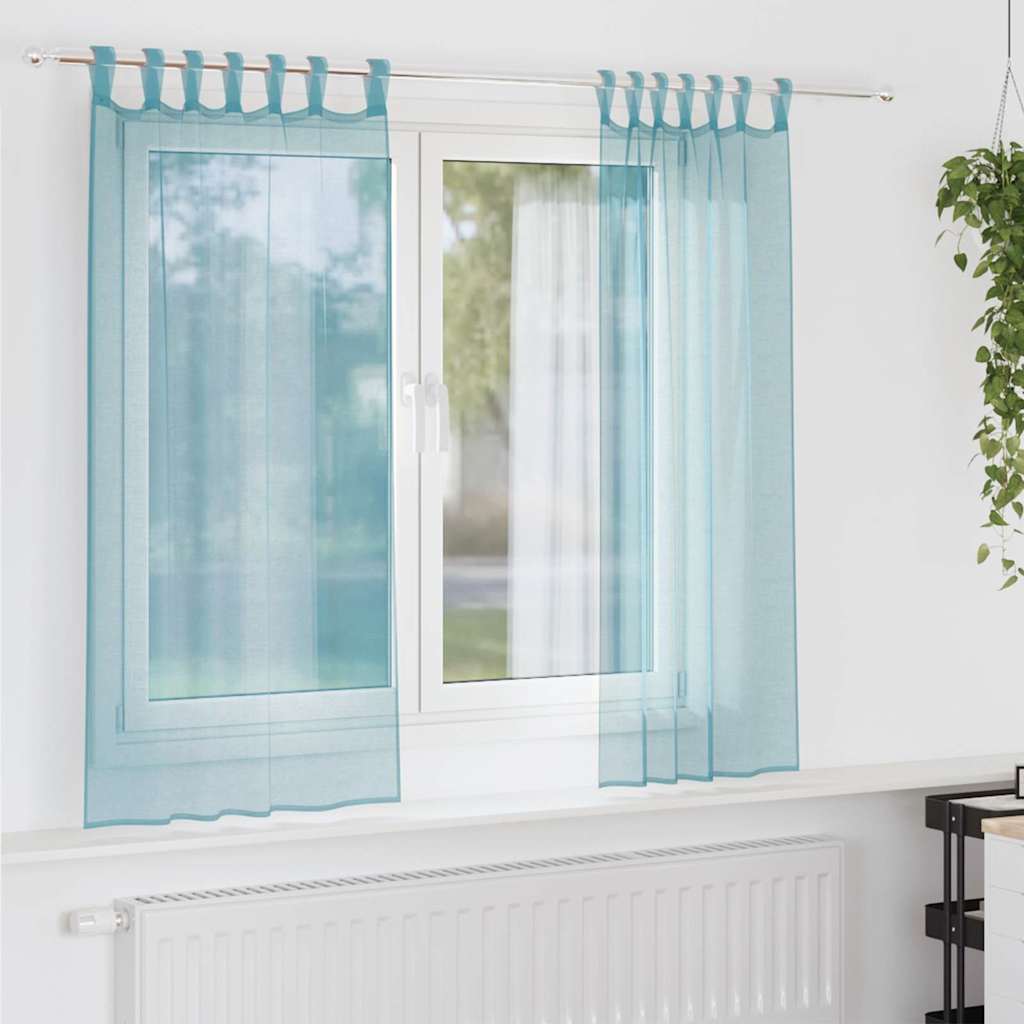 Aasadega voilee kardinad 2 tk türkiissinised 140 x 175 cm