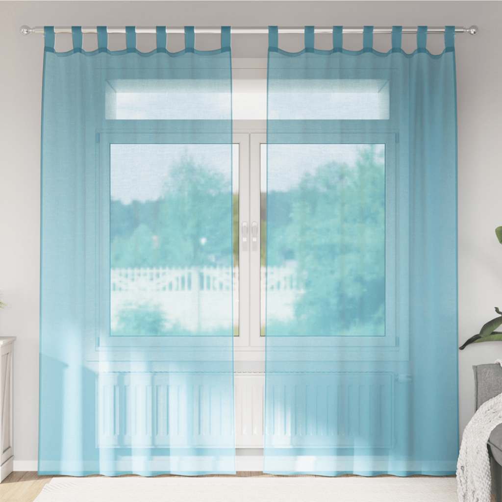 Aasadega voilee kardinad 2 tk türkiissinised 140 x 225 cm