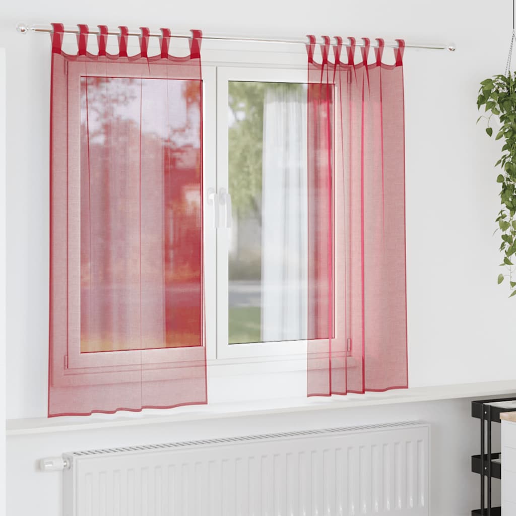 Aasadega voilee kardinad 2 tk, veinipunased, 140 x 175 cm