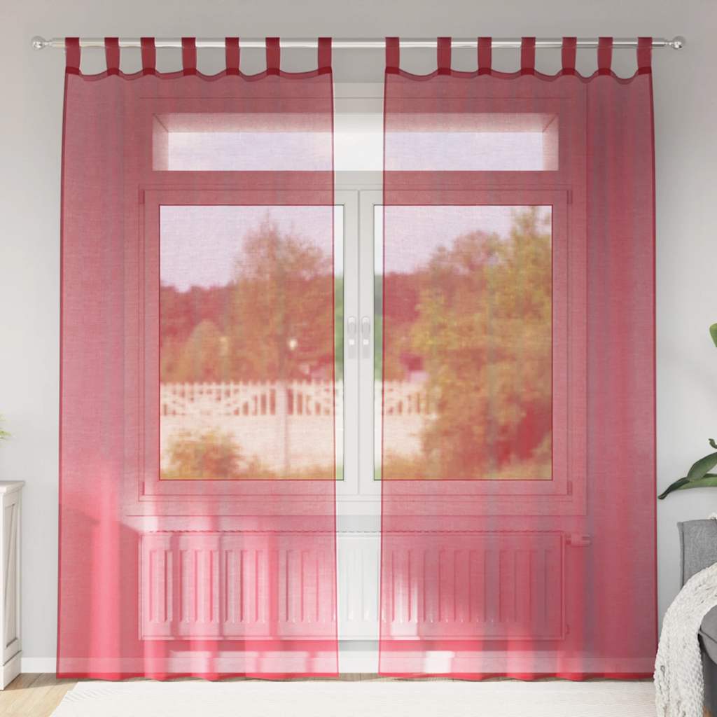 Aasadega voilee kardinad 2 tk, veinipunased, 140 x 225 cm