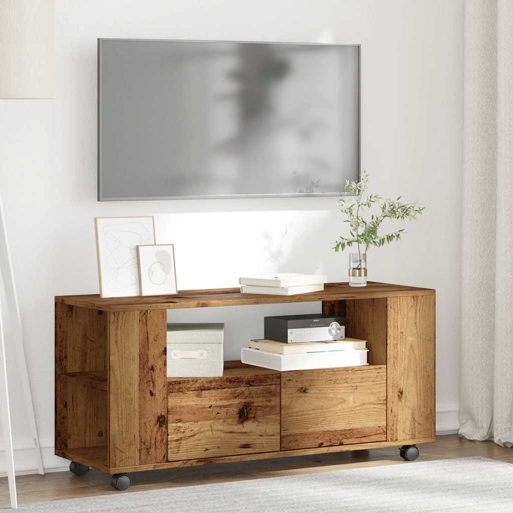 Ratastega telerikapp Vana puit 102x34,5x43 cm insenerpuit