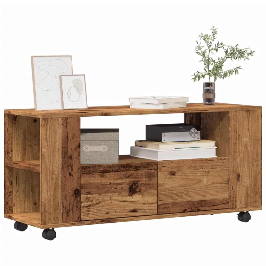 Ratastega telerikapp Vana puit 102x34,5x43 cm insenerpuit