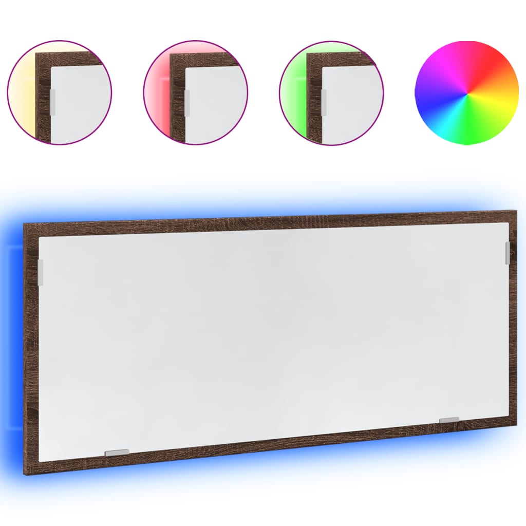 LED vannitoapeegel pruun tamm 100x8,5x37 cm projekteeritud puit