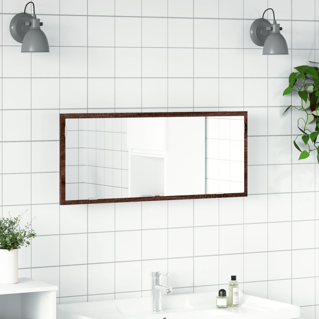 LED vannitoapeegel pruun tamm 100x8,5x37 cm projekteeritud puit