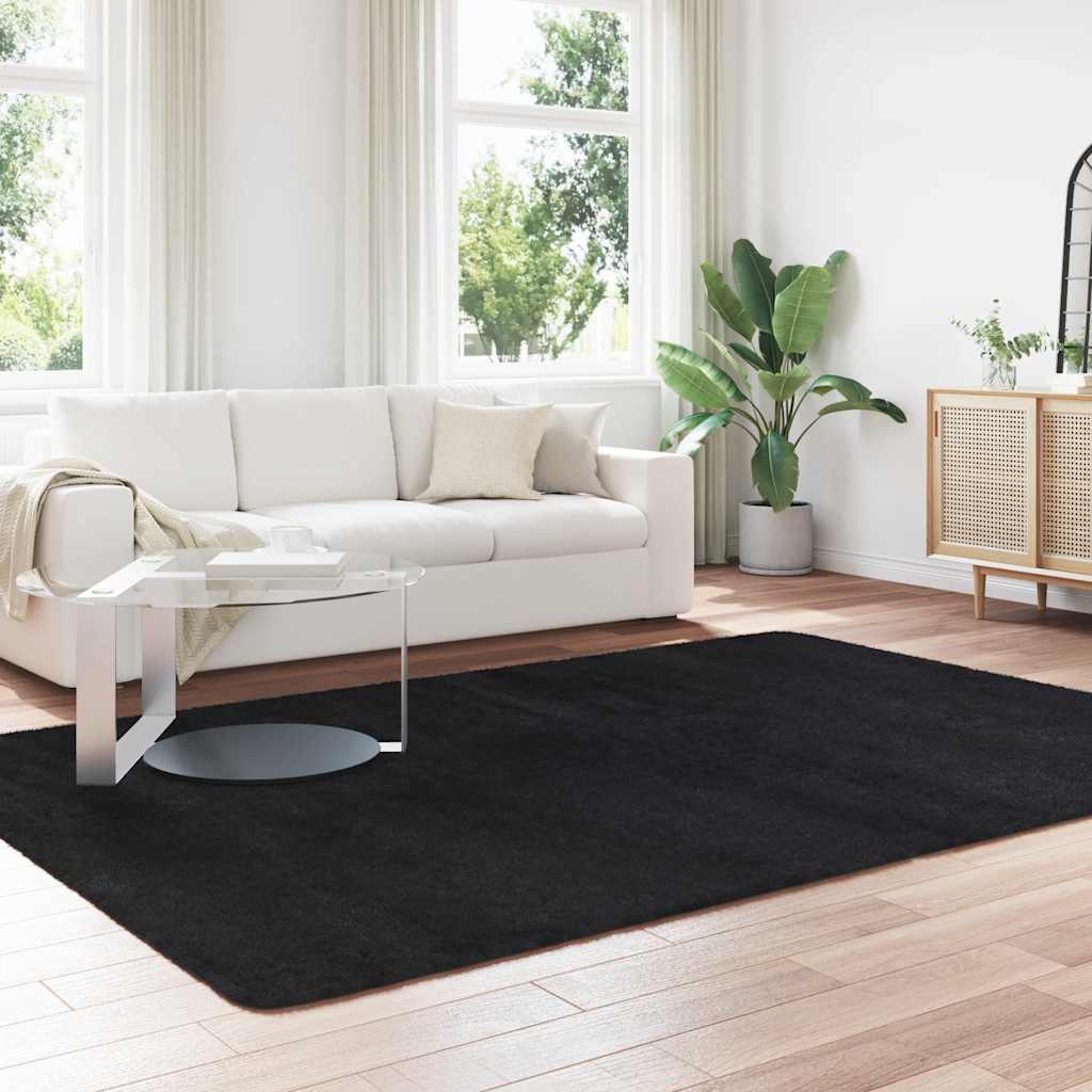 Kõrge narmaga Shaggy vaip, NAVARRA, must, 200x290 cm, polüester