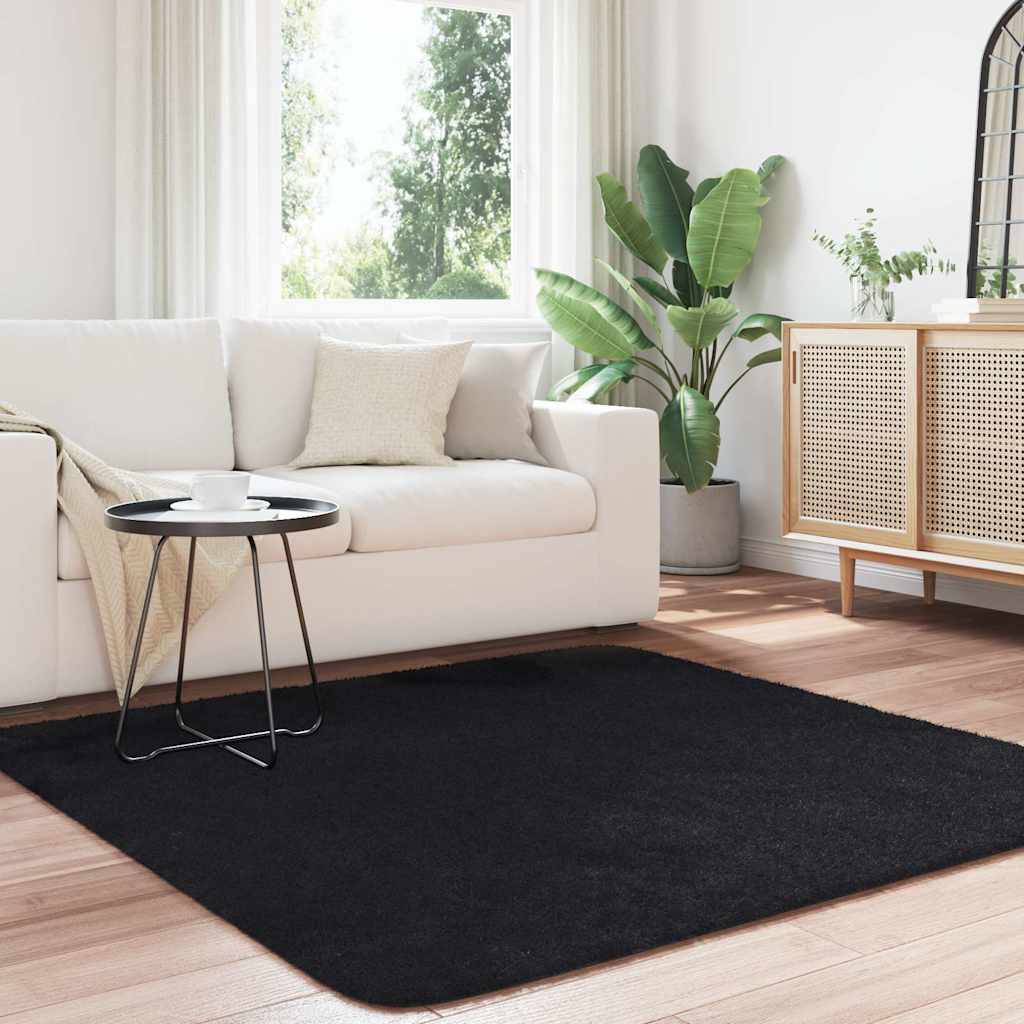 Kõrge narmaga Shaggy vaip, NAVARRA, must, 160x160 cm, polüester