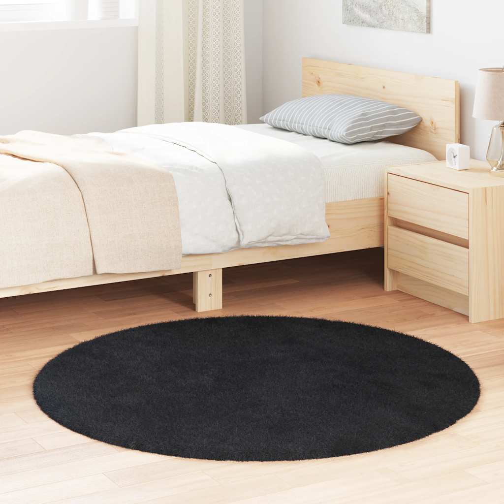 Kõrge narmaga Shaggy vaip, NAVARRA, must, 120x120 cm, polüester