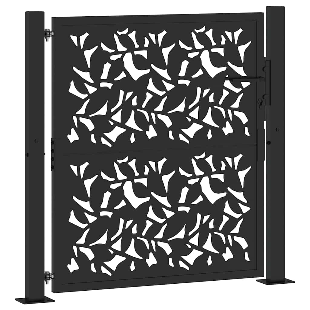 Aiavärav, must, 100 x 100 cm, terasest lehtede disain