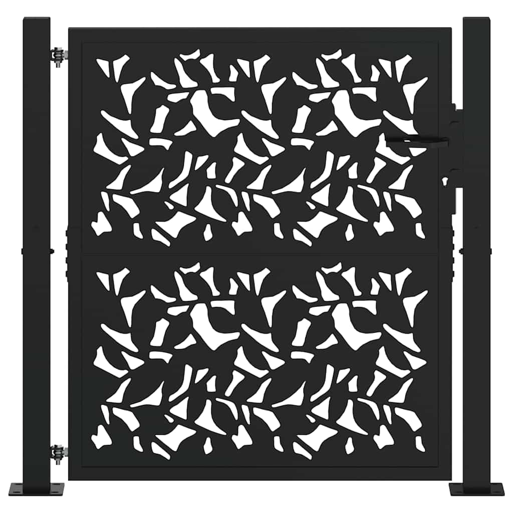 Aiavärav, must, 100 x 100 cm, terasest lehtede disain