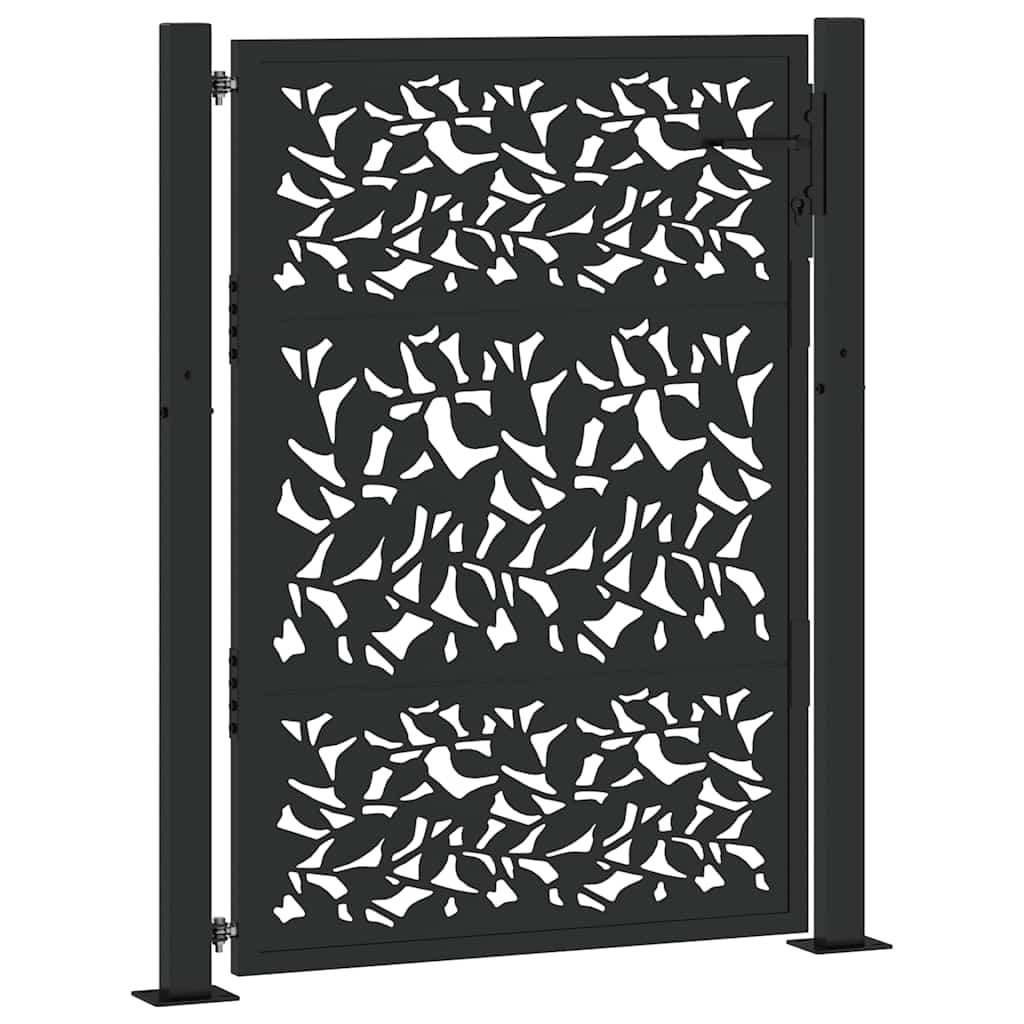 Aiavärav, must, 100 x 125 cm, terasest lehekujundusega