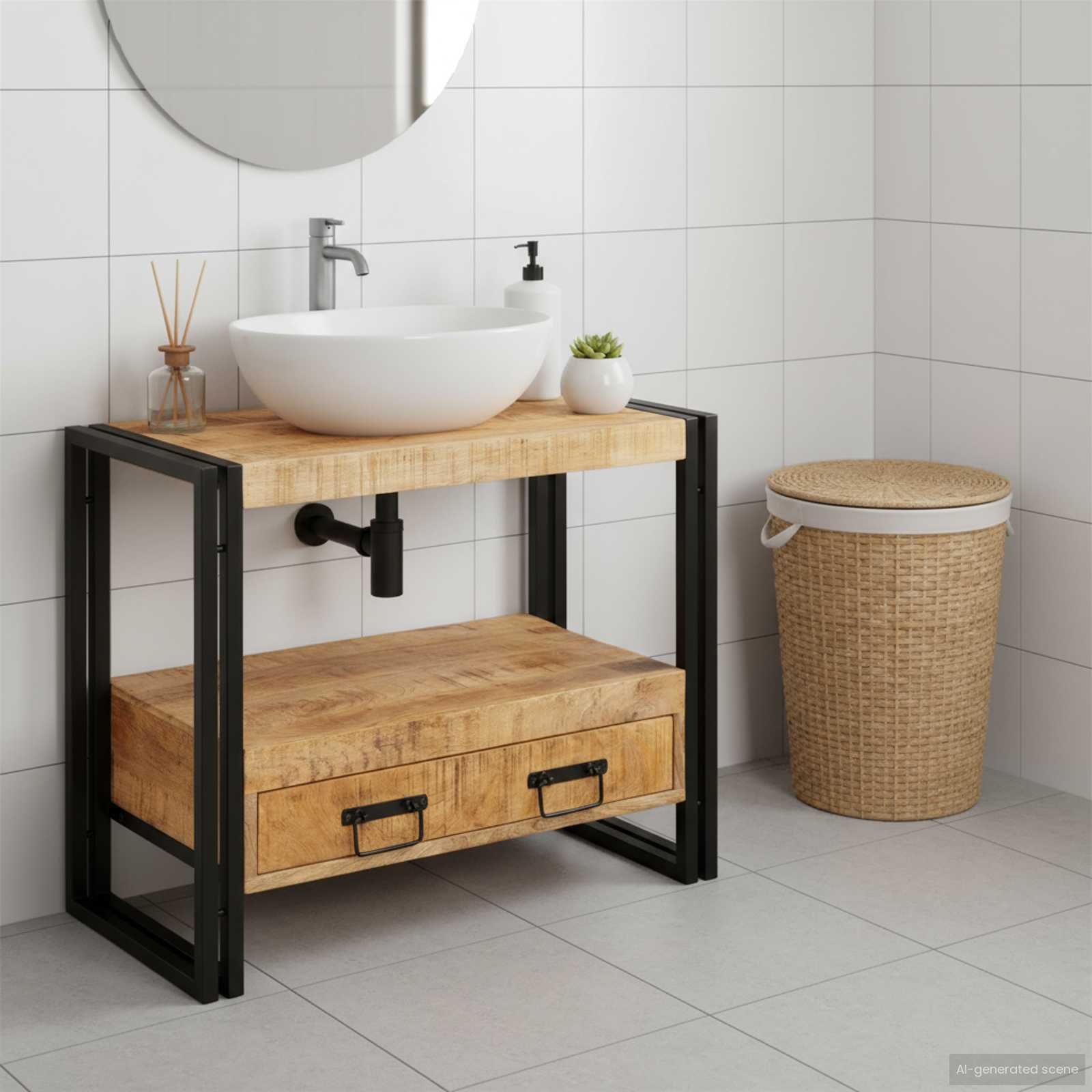 Peegli kapp sahtliga Pruun 71 x 33 x 58 cm Tugev mango puu