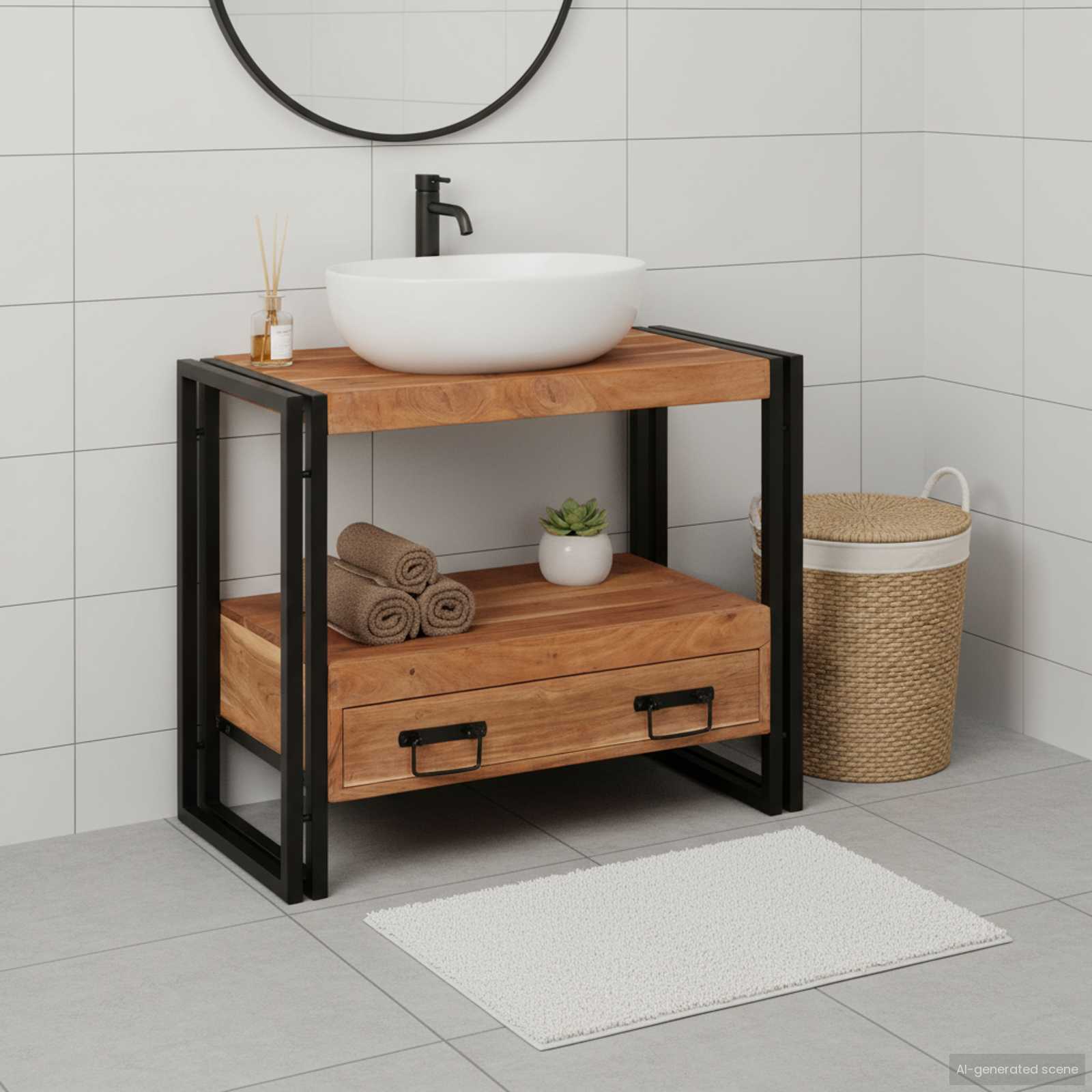 Peegli kapp sahtliga Pruun 71 x 33 x 58 cm Tugev akatsiapuu