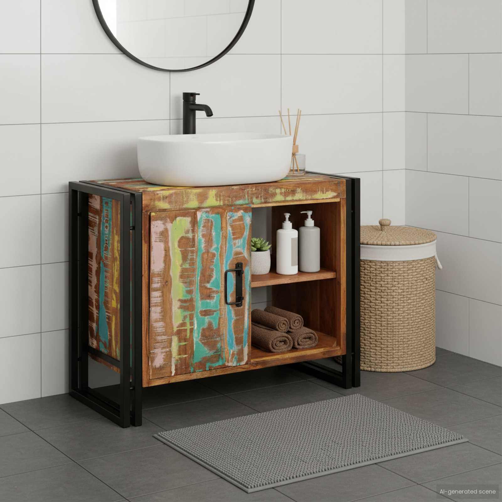 Valamukapp Mitmevärviline 71 x 33 x 58 cm Tugev taastatud puit
